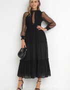 elsa.m by may Rochie Cloș Neagră cu Inserții Decorative din tul Revisa
