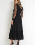 elsa.m by may Rochie Cloș Neagră cu Inserții Decorative din tul Revisa