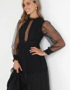 elsa.m by may Rochie Cloș Neagră cu Inserții Decorative din tul Revisa