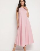 elsa.m by may Rochie Cloș Roză cu Bumbac și Viscoză Decorată cu Crăpătură pe Picior Devirael