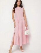 elsa.m by may Rochie Cloș Roză cu Bumbac și Viscoză Decorată cu Crăpătură pe Picior Devirael