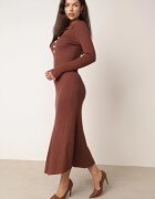 elsa.m by may Rochie cu model în dungi din tricot de viscoză cu guler și nasturi Juith Maro