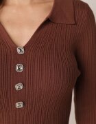 elsa.m by may Rochie cu model în dungi din tricot de viscoză cu guler și nasturi Juith Maro