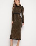 elsa.m by may Rochie Czarno-Aurie Maxi în Ținte Strălucitoare Sablette