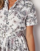 elsa.m by may Rochie de cocktail Alb-Gri florală cu elastic în talie și curea decorativă Vimaretta