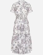 elsa.m by may Rochie de cocktail Alb-Gri florală cu elastic în talie și curea decorativă Vimaretta