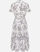 elsa.m by may Rochie de cocktail Alb-Gri florală cu elastic în talie și curea decorativă Vimaretta
