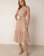 elsa.m by may Rochie de cocktail Bej cu bust din dantelă și fustă din tul Sleda