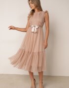 elsa.m by may Rochie de cocktail Bej cu bust din dantelă și fustă din tul Sleda