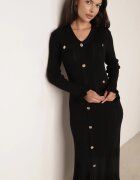 elsa.m by may Rochie din tricot asortată din vâscoză cu volane și nasturi Ivry Neagră