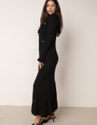 elsa.m by may Rochie din tricot asortată din vâscoză cu volane și nasturi Ivry Neagră