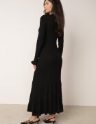 elsa.m by may Rochie din tricot asortată din vâscoză cu volane și nasturi Ivry Neagră