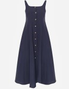 elsa.m by may Rochie Evazată Bleumarin cu bumbac vâscoză și nasturi Appeia