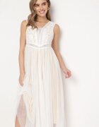 elsa.m by may Rochie Evazată Maxi Albă cu top dantelat și fustă din tul Gelivia
