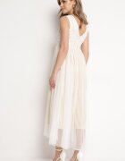 elsa.m by may Rochie Evazată Maxi Albă cu top dantelat și fustă din tul Gelivia