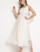 elsa.m by may Rochie Evazată Maxi Albă cu top dantelat și fustă din tul Gelivia