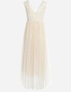 elsa.m by may Rochie Evazată Maxi Albă cu top dantelat și fustă din tul Gelivia