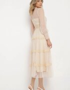 elsa.m by may Rochie evazată maxi cu dantelă bej Jorissa