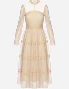 elsa.m by may Rochie evazată maxi cu dantelă bej Jorissa