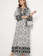 elsa.m by may Rochie Evazată Neagră cu Viscoză și Volan Efanelisa