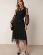 elsa.m by may Rochie Evazată Neagră de Tul cu Dantelă Llaudia