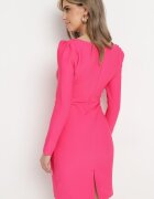 elsa.m by may Rochie Fucsia Mulată cu Perle și Mânecă Lungă Juhisa