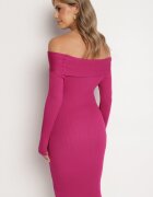 elsa.m by may Rochie fucsia tricotată de cocktail cu viscoză nasturi decorativi și decupaj pentru degetul mare Faledi