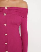 elsa.m by may Rochie fucsia tricotată de cocktail cu viscoză nasturi decorativi și decupaj pentru degetul mare Faledi