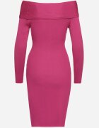elsa.m by may Rochie fucsia tricotată de cocktail cu viscoză nasturi decorativi și decupaj pentru degetul mare Faledi