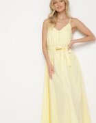 elsa.m by may Rochie Galbenă cu Vâscoză și Bumbac Decorată cu Curea Saviliae