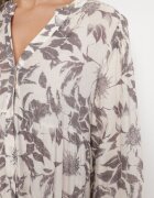 elsa.m by may Rochie Gri De Bumbac Evazată Florală Efadora