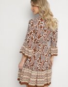 elsa.m by may Rochie Maro din Viscoză Evazată cu Volane Florală Nolsemi
