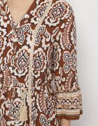 elsa.m by may Rochie Maro din Viscoză Evazată cu Volane Florală Nolsemi