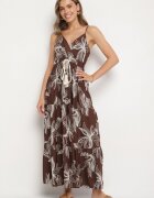 elsa.m by may Rochie Maro Petrecută din Viscoză Decorată cu Broderii și Șnur Liramene
