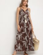 elsa.m by may Rochie Maro Petrecută din Viscoză Decorată cu Broderii și Șnur Liramene
