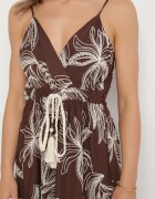 elsa.m by may Rochie Maro Petrecută din Viscoză Decorată cu Broderii și Șnur Liramene