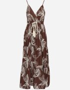 elsa.m by may Rochie Maro Petrecută din Viscoză Decorată cu Broderii și Șnur Liramene