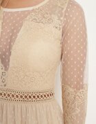 elsa.m by may Rochie Maxi Bej închis cu croială evazată cu dantelă decorativă și tul Steilla
