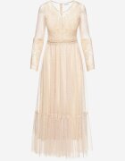elsa.m by may Rochie Maxi Bej închis cu croială evazată cu dantelă decorativă și tul Steilla