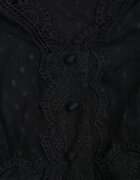 elsa.m by may Rochie Midi Neagră de tul cu panglici din dantelă și mâneci lungi de cabină