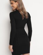 elsa.m by may Rochie Mini Ajustată Neagră cu Nasturi Decorativi Zamiontta