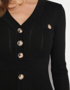 elsa.m by may Rochie Mini Ajustată Neagră cu Nasturi Decorativi Zamiontta