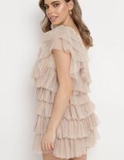 elsa.m by may Rochie Mini Bej deschis pe un umăr Asimetrică cu volane Nomenta