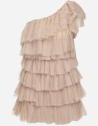 elsa.m by may Rochie Mini Bej deschis pe un umăr Asimetrică cu volane Nomenta