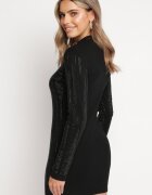 elsa.m by may Rochie Mini Mulată Neagră cu Strasuri Fixate