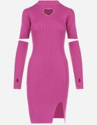 elsa.m by may Rochie Mov Tricotată cu Decupaj în formă de Inimă și Mănuși Lungi Ghim