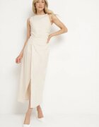elsa.m by may Rochie mulată bej deschis cu bumbac și viscoză cu șliț Turilia