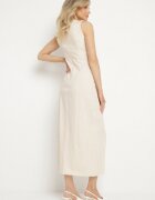 elsa.m by may Rochie mulată bej deschis cu bumbac și viscoză cu șliț Turilia