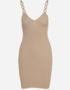 elsa.m by may Rochie Mulată Bej din material striat cu decolteu ajurat Medna