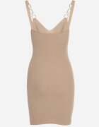elsa.m by may Rochie Mulată Bej din material striat cu decolteu ajurat Medna